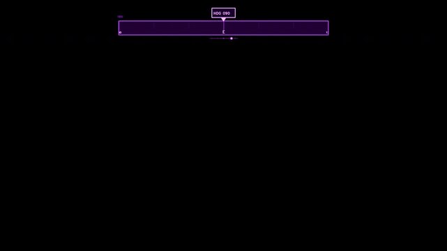 A magenta horizontal compass tape featuring a scrolling heading indicator and digital readout. This animated navigation widget loops seamlessly for compositing as an interface overlay.