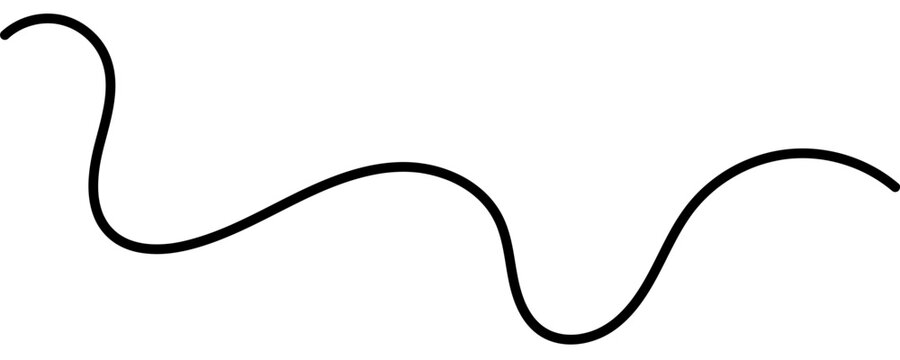 Abstract black squiggle creates flowing organic pattern with elegant loops and spirals perfect for modern decorative graphic elements and borders.