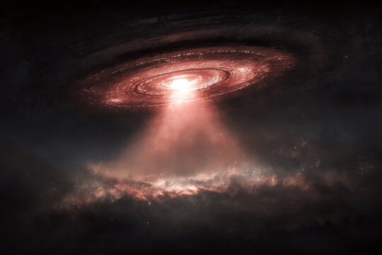 Stunning Cosmic Phenomenon - A Galactic Core Erupting with Radiant Energy.