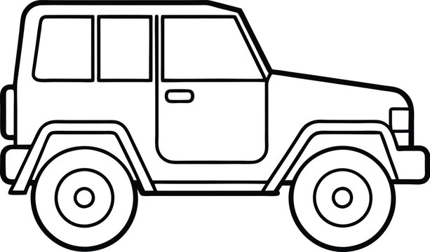 Black line of a four wheel drive jeep with open back
