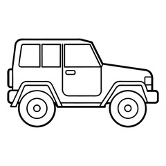Fototapeta premium Black line of a four wheel drive jeep with open back