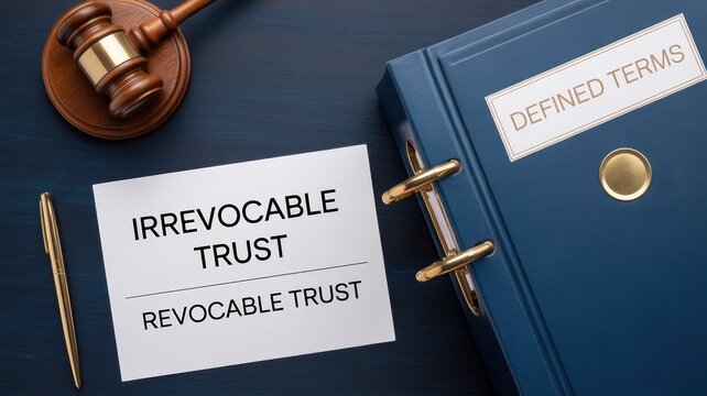 Irrevocable trust and revocable trust legal document concepts