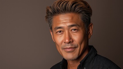 Obraz premium Cowboy Copper Hair Middle Aged Man Mocha Studio Soft Light