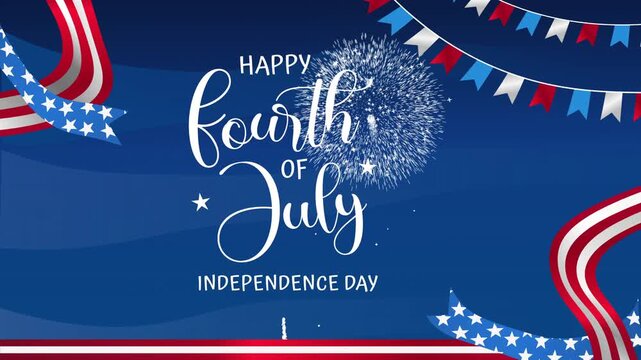 4th of july text on independence day celebration banner design. Suitable for social media posts, website banners, party invitations.