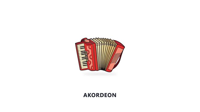 3D Red Accordion Isolated On White Background With Floating And Breathing Animation Concept Of Musical Instruments And Folk Music Culture