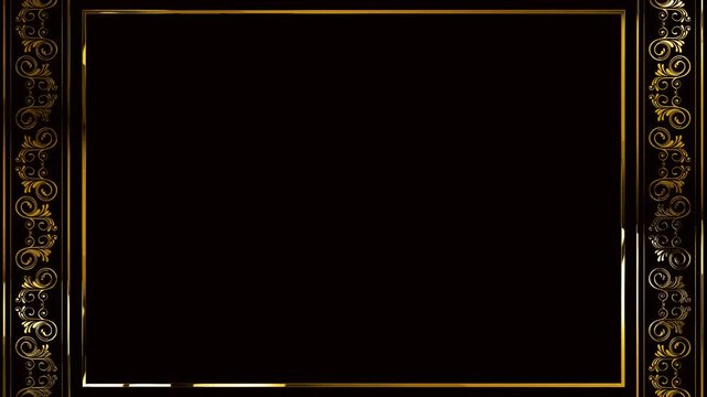 vintage gold frame with floral ornament on black background