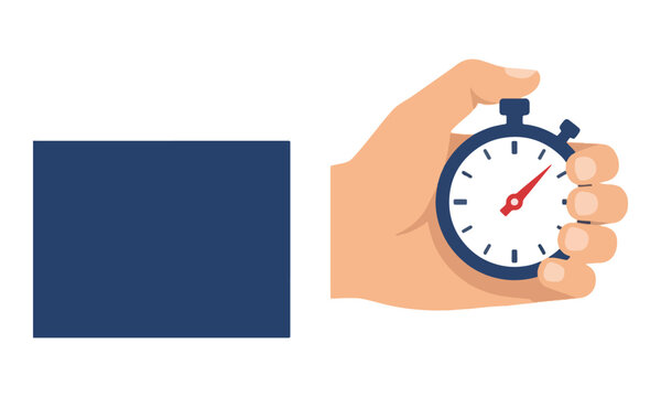 Hand holding stopwatch timer for time management illustration
