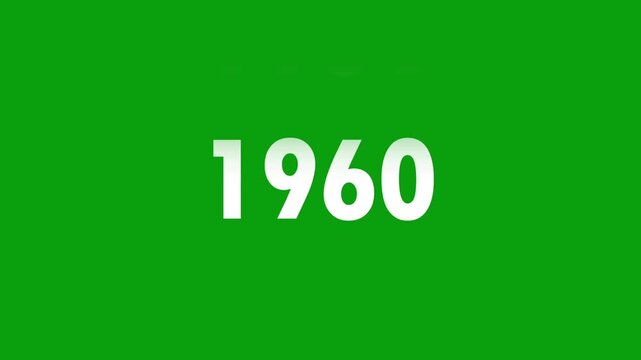 Analog counter counting up from 1950 to 1960 background. Time-lapse speed. Ready to use Green screen, 4K footage motion graphic video rendering.