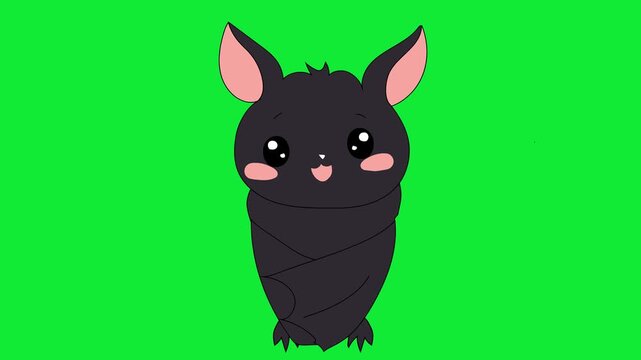 Cute Hand Drawn Cartoon Bat 2D Animation Pack on Green Screen Overlay