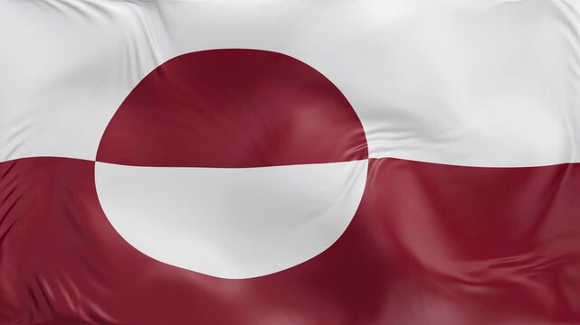 Greenland flag waving Seamless silk flag 3d animation slow motion Looping