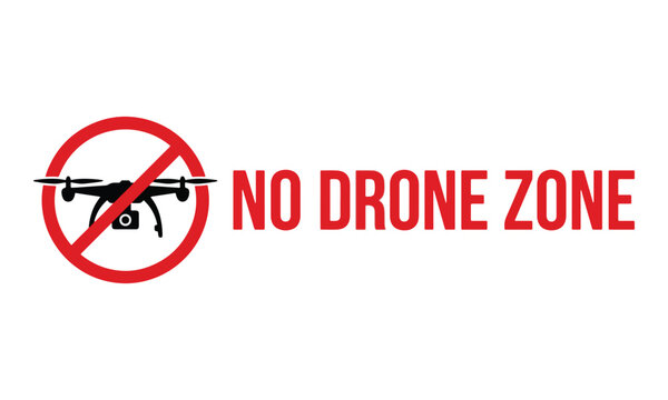 No drone zone sign with prohibition symbol on white background