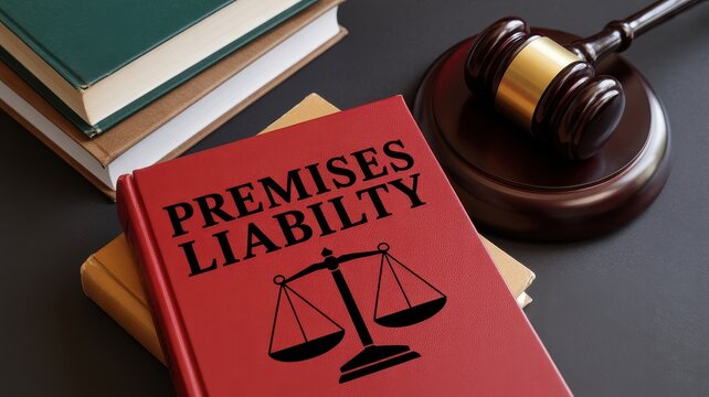 Legal book about premises liability with a gavel and law books