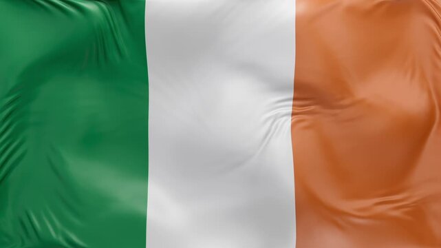 Ireland flag waving Seamless silk flag 3d animation slow motion Looping