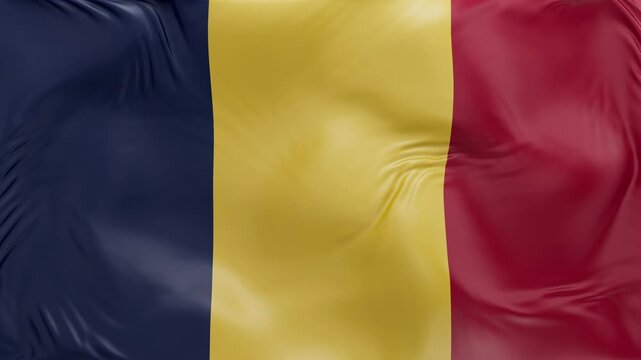 Chad flag waving Seamless silk flag 3d animation slow motion Looping