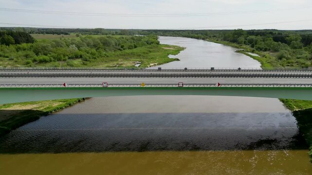 S8 expressway bridge over the Bug river in Wyszkow, Poland
