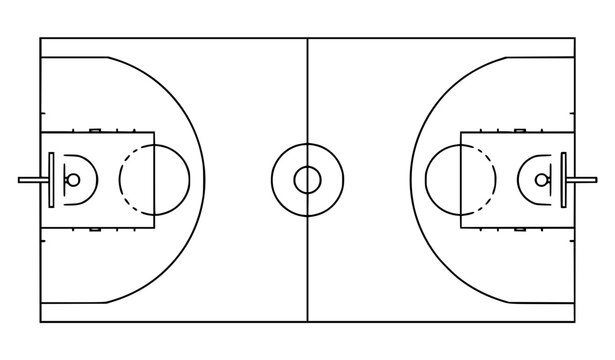 Minimal basketball court outline icon vector illustration sports field isolated white background
