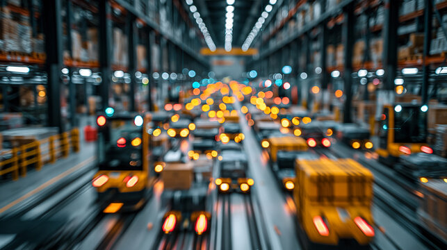 Air Cargo Node: A tilt-shift long-exposure of a cargo airport terminal at 3 AM, thousands of moving baggage vehicle lights forming a pattern, clean blue UI overlay on top