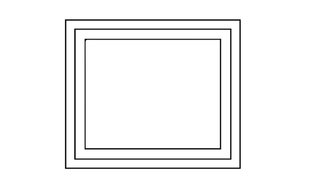 Abstract geometric frame with double border against white background vector silhouette