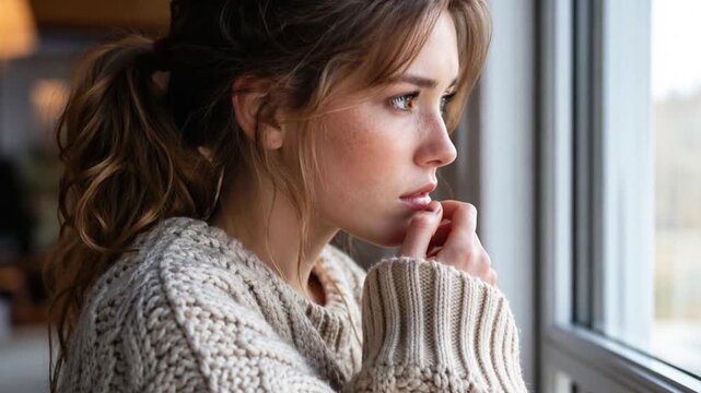 A stressful woman at home.

