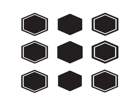 Hexagon shapes pattern vector illustration with neon outline glow effect