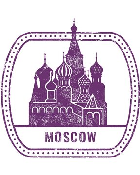 grunge rubber stamp of saint basil cathedral moscow russia
