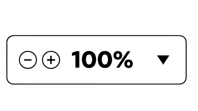 Zoom level indicator with plus and minus buttons in a clean interface
