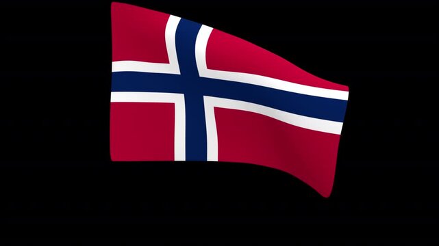 Flag of Norway &ndash; 3d render looped with alpha channel.
