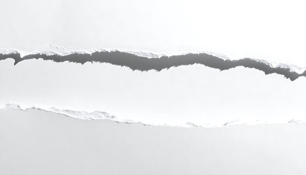Abstract background with parallel horizontal torn white paper, revealing a dark void. Features unique ripped texture and versatile blank copy space for graphic designs