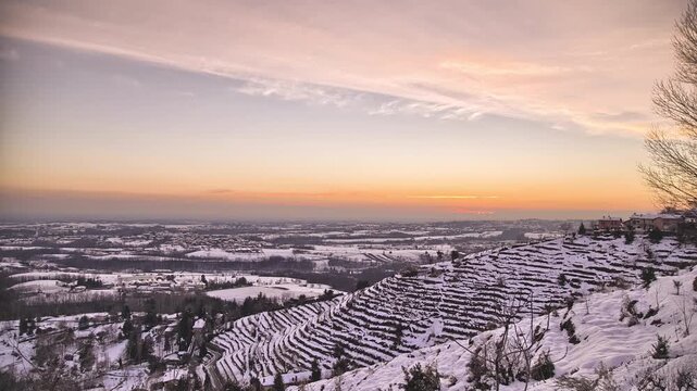 Winter Sunset Mountans Snow Timelapse