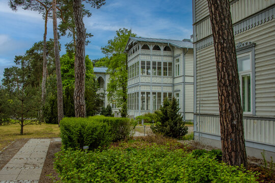 Abram Gurewicz&rsquo;s Guesthouse, also known as Abram Gurewicz&rsquo;s Sanatorium, a wooden building in the Swidermajer style, located in Otwock, Poland.