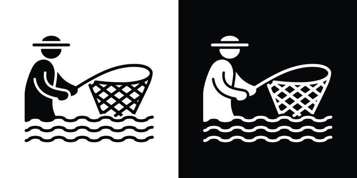 Two cartoon chefs in white hats and aprons holding checkered serving trays