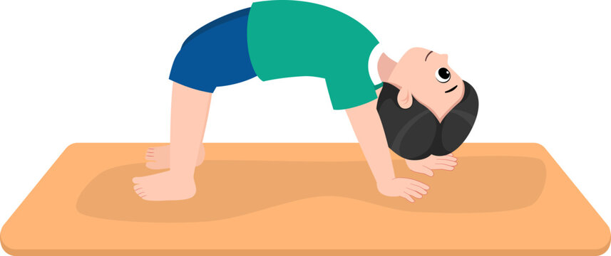 Little Boy Practicing Bridge Yoga Pose