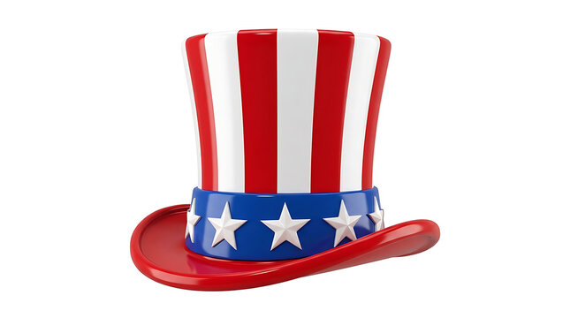 Patriotic uncle sam hat with stars and stripes design patriotic celebration accessory independence isolated