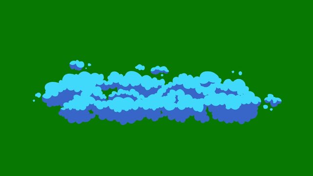 Fluffy Blue Sky Clouds Pack and Abstract Atmospheric Vapor Elements 2D Hand Drawn Animation on Green Screen