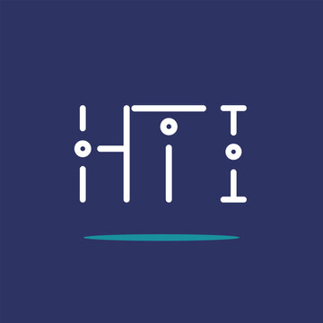 HTI letter initials white colored with blue blackground and modern font