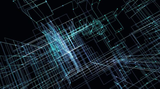 Flawless mathematical seamless loop of Klein Bottle. Generated via generative code. 4K Apple ProRes 422HQ at 30fps. Dark Cyber-Block background featuring Core-to-Edge Expansion. Centered structure.