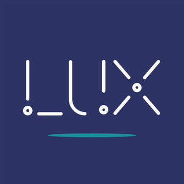 LUX letter initials white colored with blue blackground and modern font