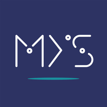 MYS letter initials white colored with blue blackground and modern font
