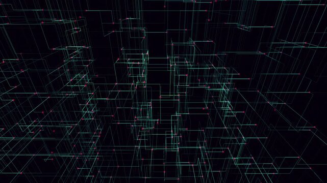 Flawless seamless loop of abstract Vector Field. Generated via code. 4K Apple ProRes 422HQ 30fps. Dark Cyber-Block background featuring Volatility Threshold and Cyberpunk colors. Ideal copy space.