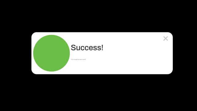Success Notification Popup UI Animation with Green Check Mark