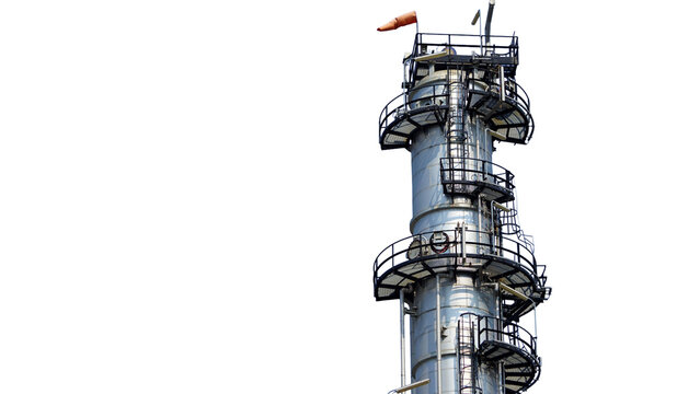 Distillation Column With Spiral Staircase Isolated On Transparent Background