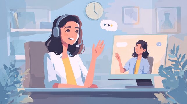Engaging Virtual Meeting: A Modern Professional Connecting with Clients Remotely