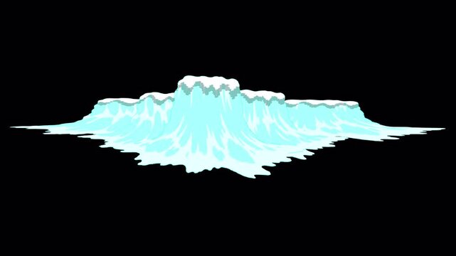 Hand Drawn Iceberg Animation Pack 2D Cartoon Glacier Water Wave Elements with Alpha Channel Transparent Background
