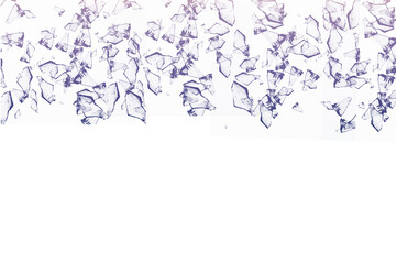 Fototapeta premium Shattered Purple Glass Fragments Falling Against a Clean transparent Background - Abstract Debris Explosion Concept