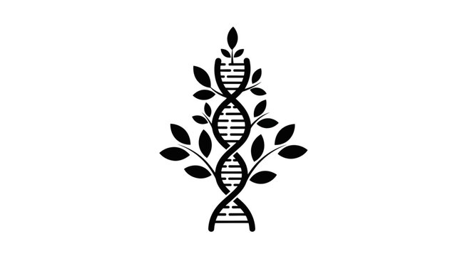 Abstract illustration of a DNA helix forming a tree, symbolizing genetic growth and life science concepts.