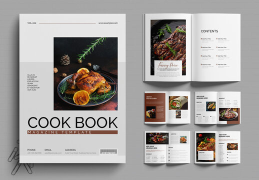 Modern Cook Book Magazine Template Design