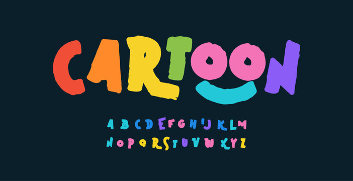 Carnival funky font, colorful cartoon alphabet, playful groovy letters, joyful festive type for bright happy logo, funny comic headline, bouncy typography, creative fiesta typeface. Vector typeset.