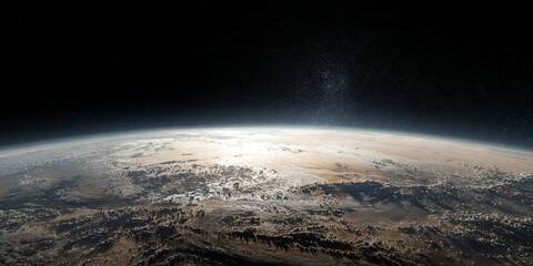 Obraz premium Earths Horizon - A Stunning View from Space with Atmospheric Glow.