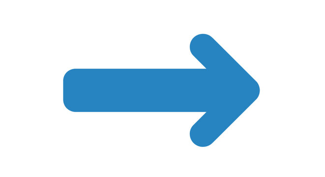 Blue Arrow Pointing Right, Isolated on White Background