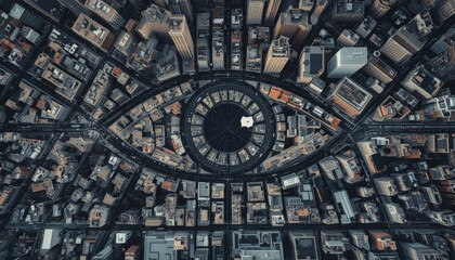 Obraz premium An aerial view of a city with lots of tall buildings